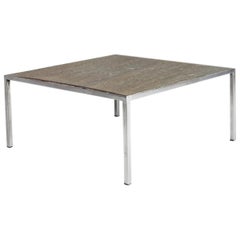 Brutalist Metal Coffee Table with Stone Top, 1960s