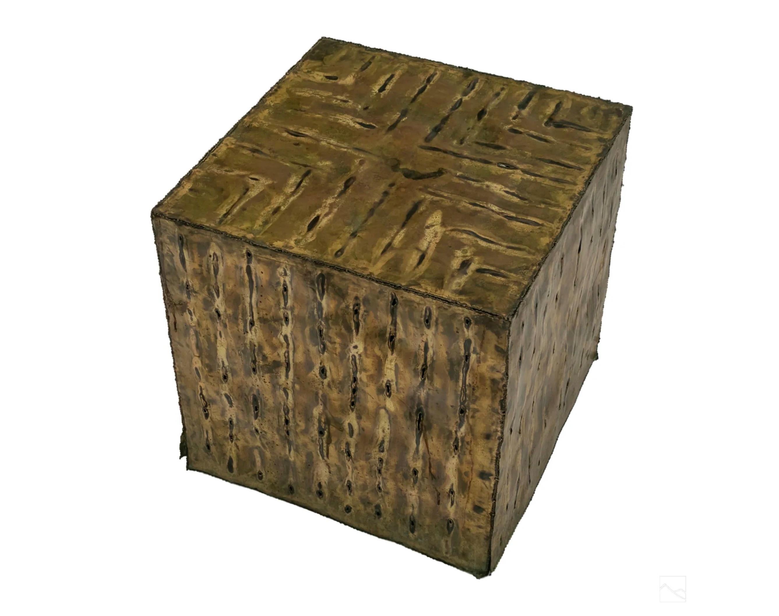 American Brutalist Metal Cube Table
