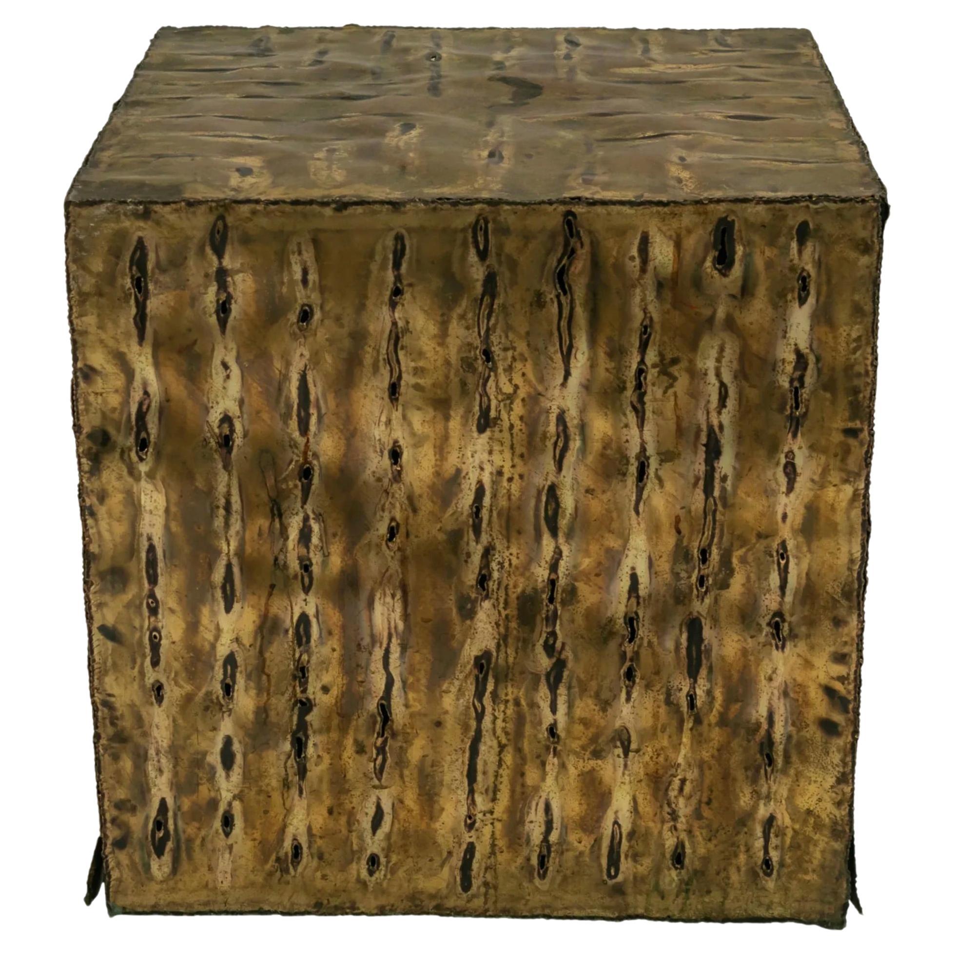 Brutalist Metal Cube Table