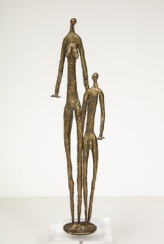 Brutalist Metal Figurative Couple Sculpture