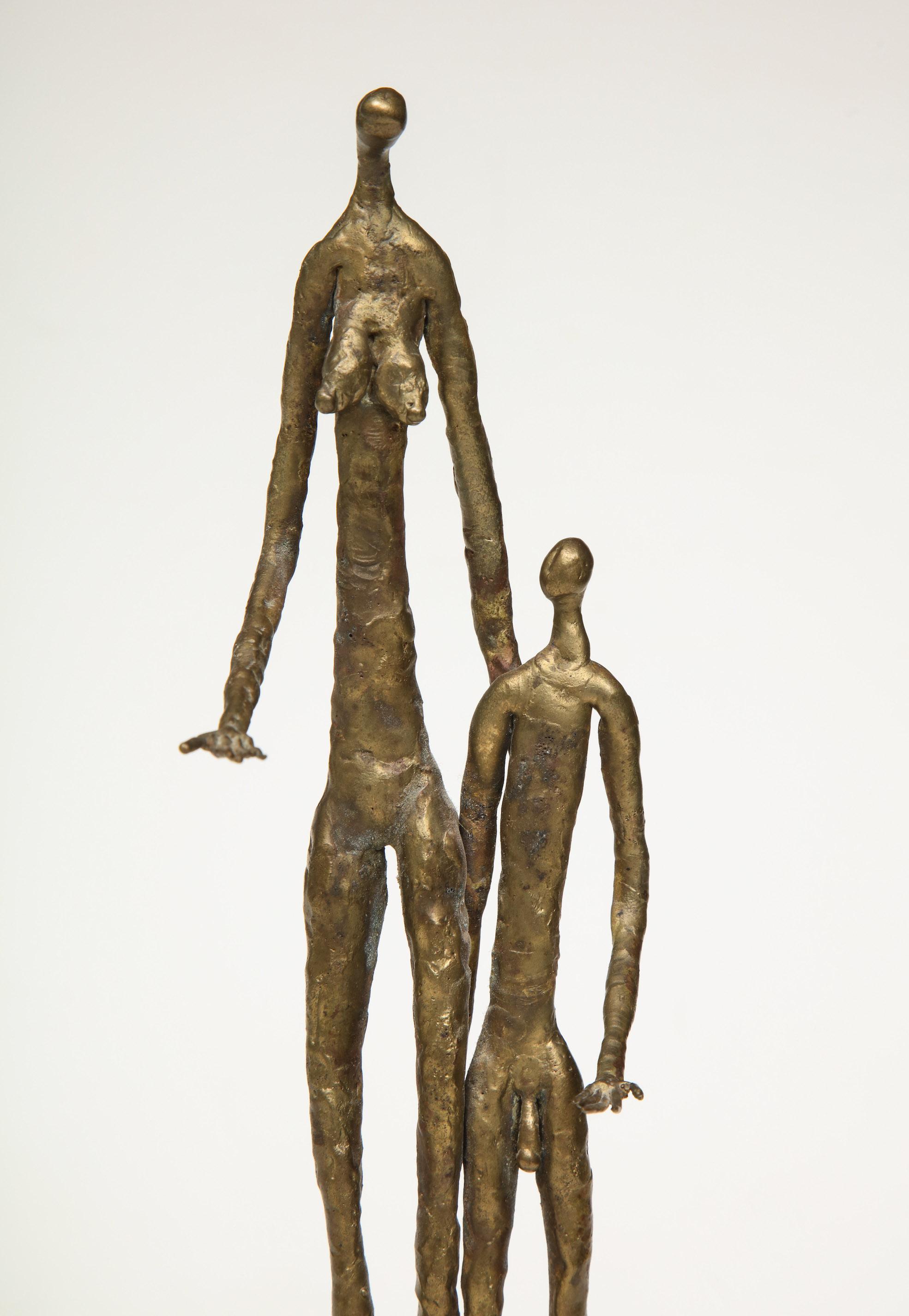 Mid-Century Modern Brutalist Metal Figurative Couple Sculpture