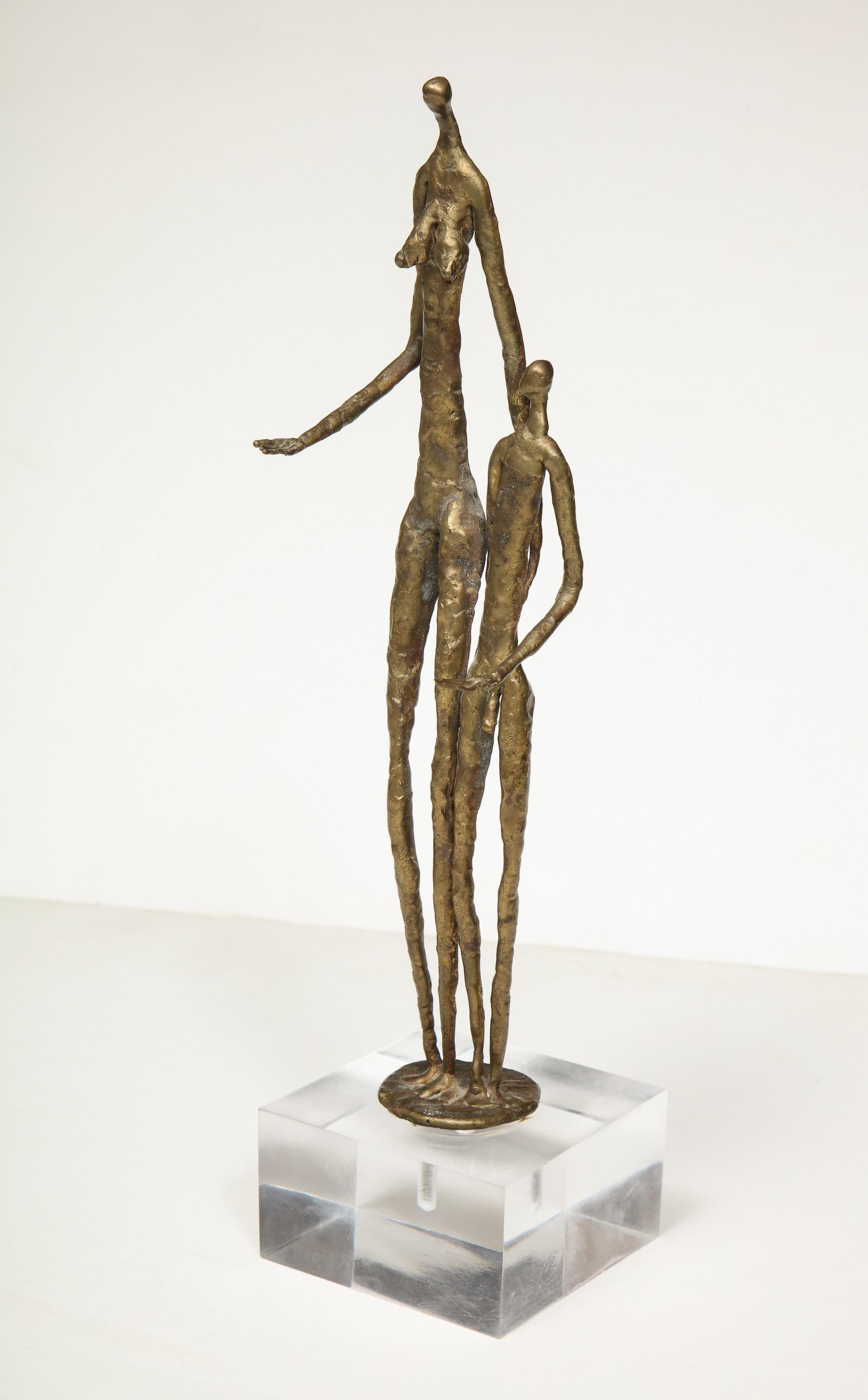 Late 20th Century Brutalist Metal Figurative Couple Sculpture