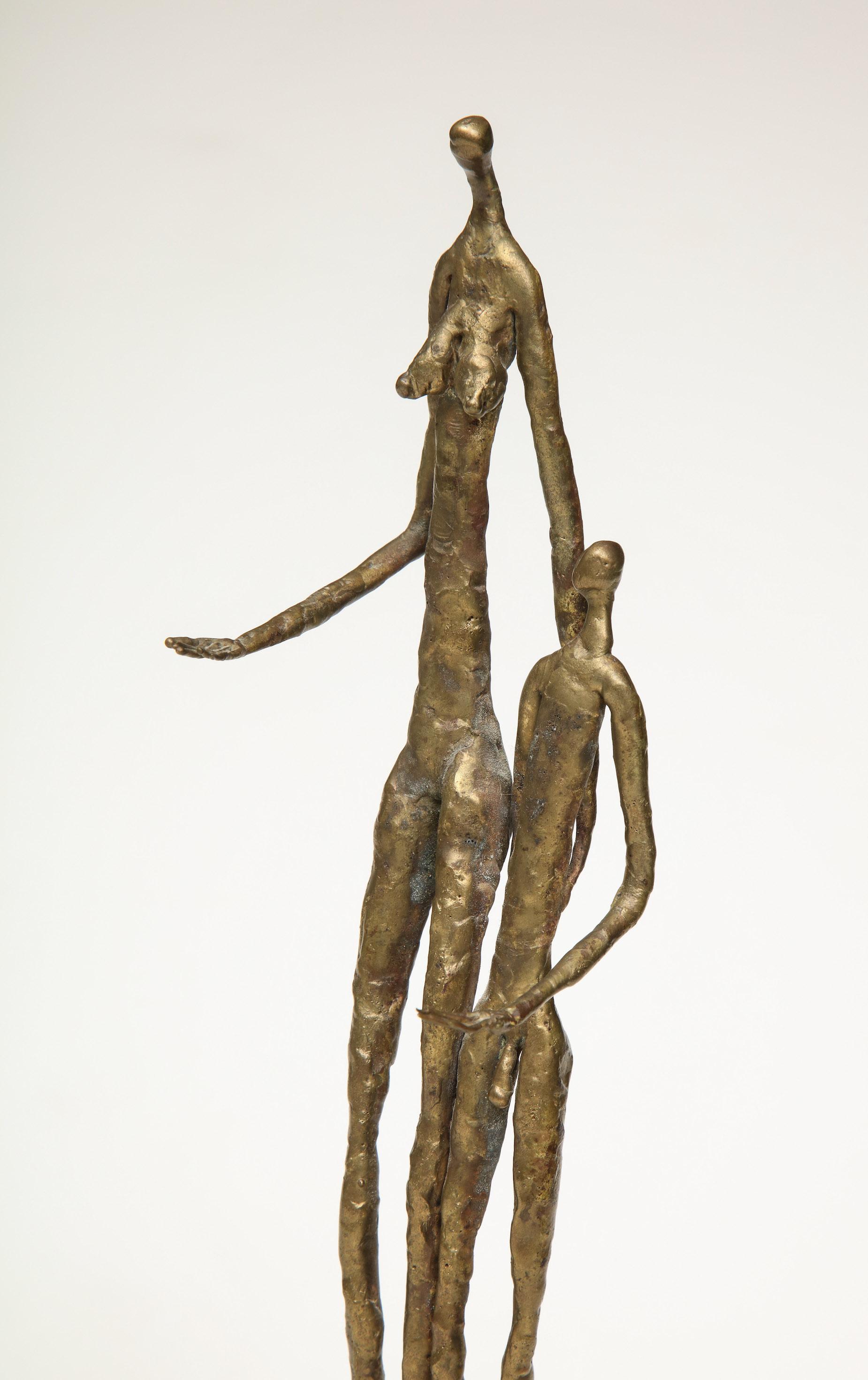 Brass Brutalist Metal Figurative Couple Sculpture