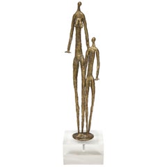 Brutalist Metal Figurative Couple Sculpture