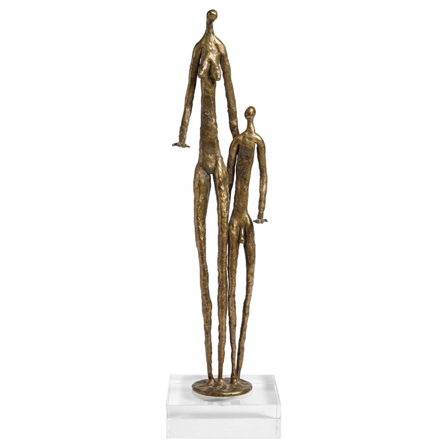 Brutalist Metal Figurative Couple Sculpture