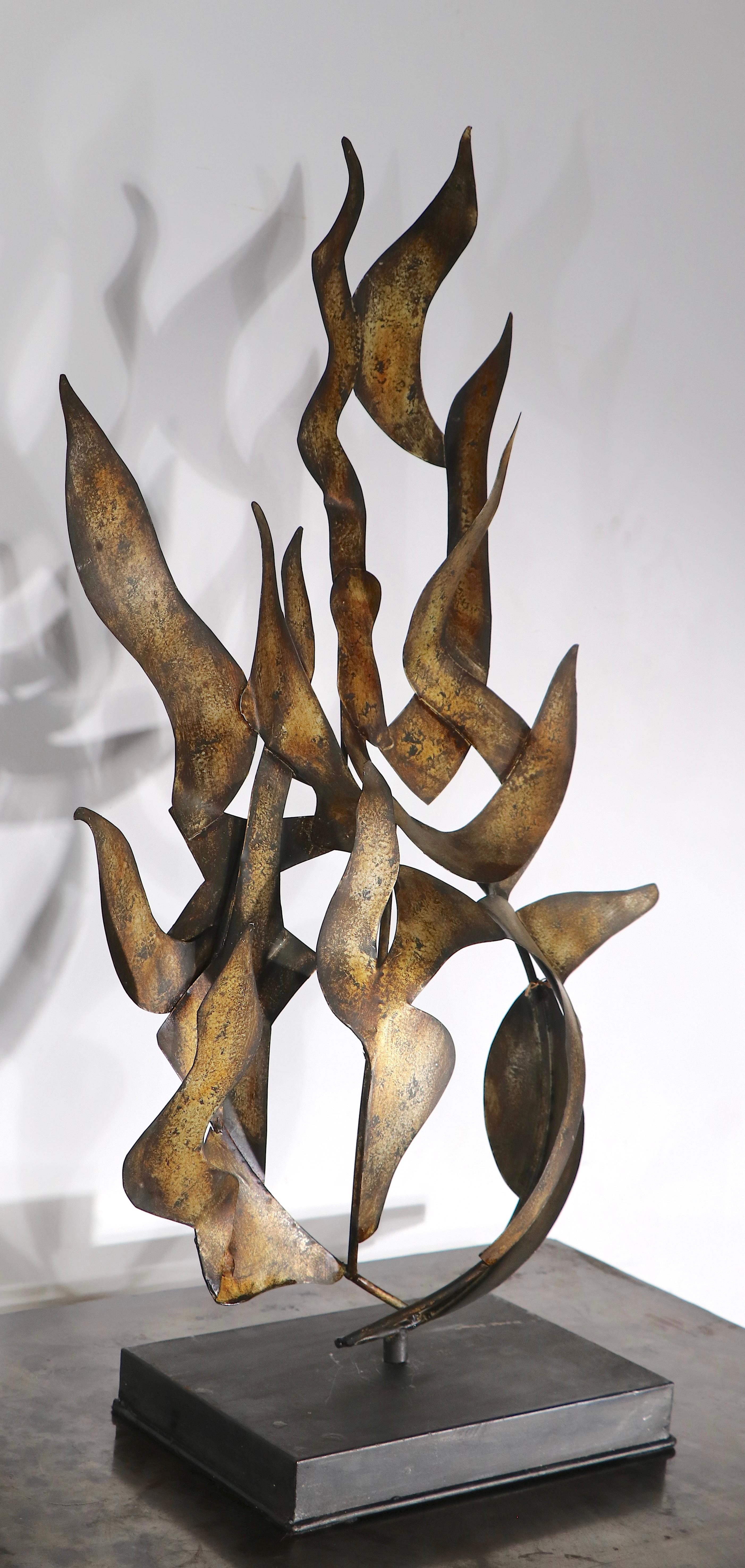 American Brutalist Metal Flame Sculpture, Circa 1970-1980's