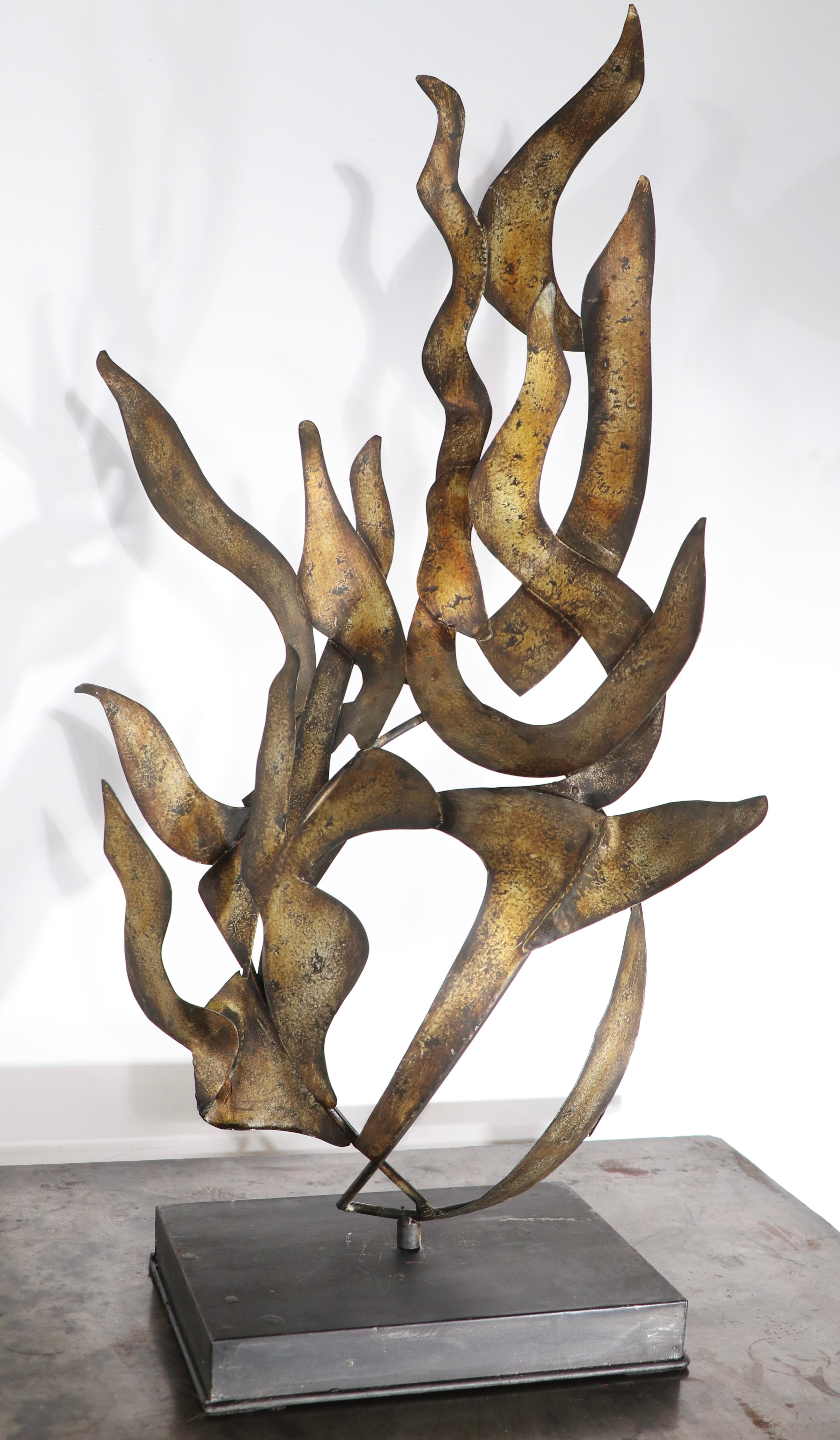 20th Century Brutalist Metal Flame Sculpture, Circa 1970-1980's