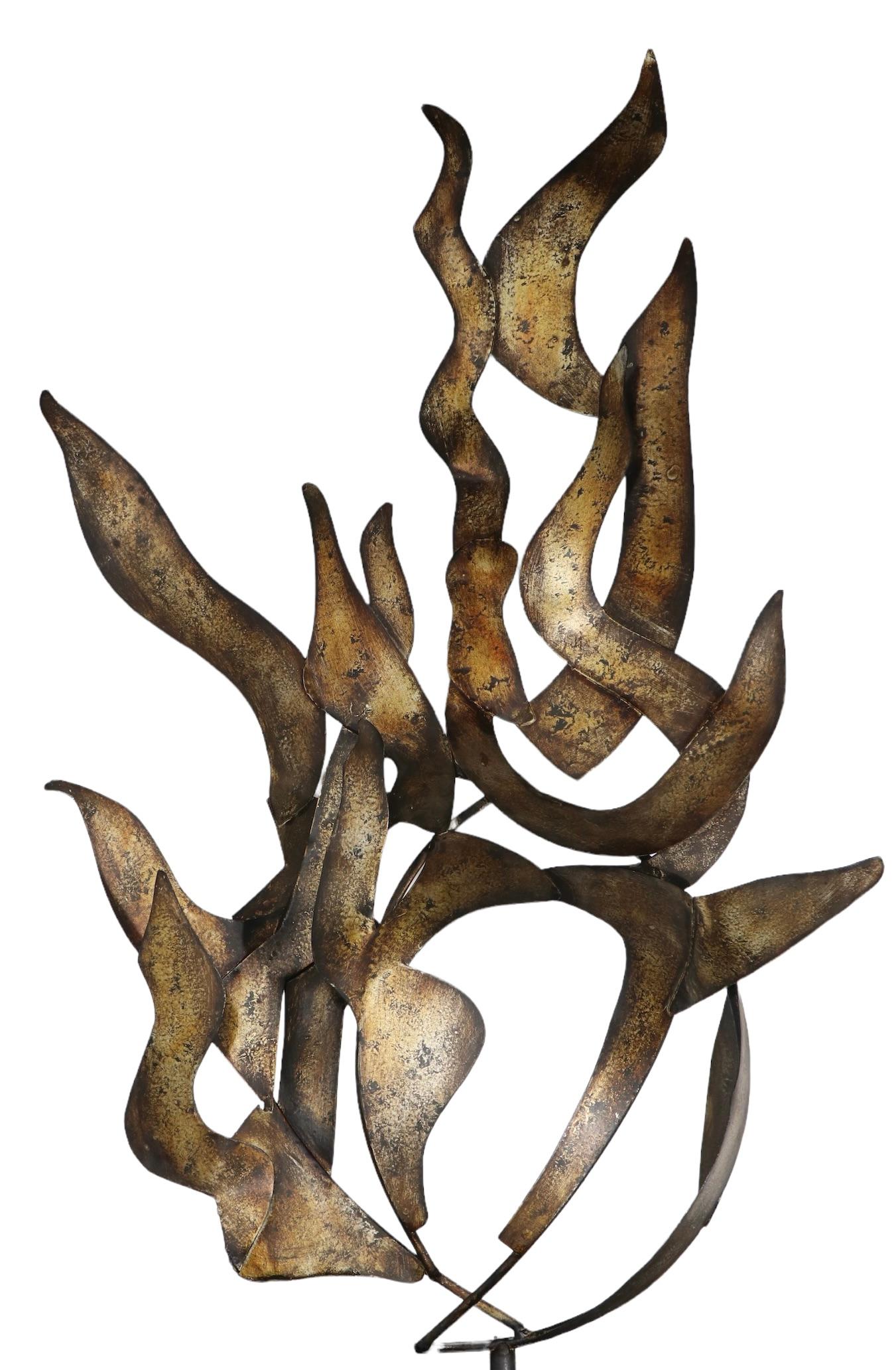 Brutalist Metal Flame Sculpture, Circa 1970-1980's 1