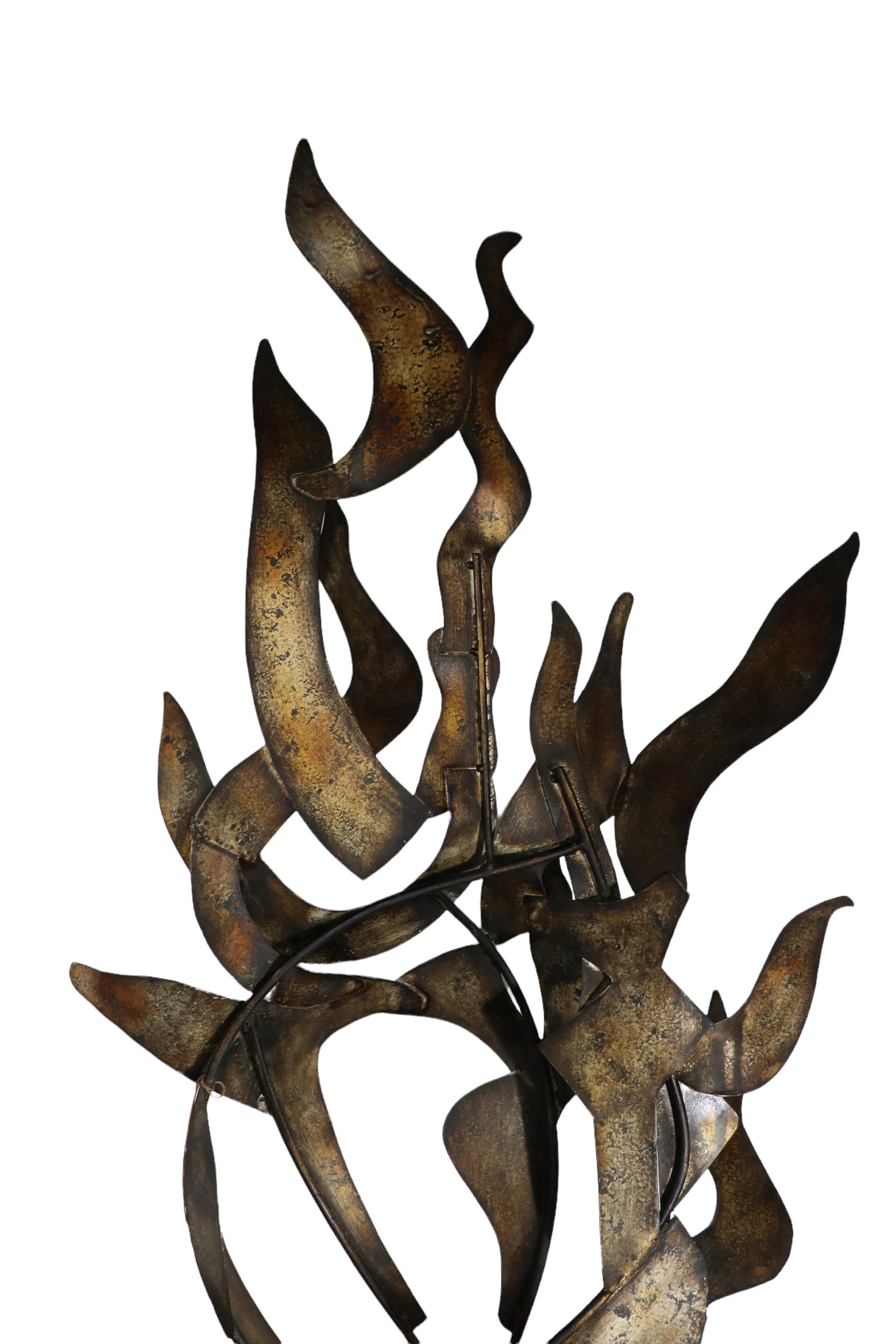 Brutalist Metal Flame Sculpture, Circa 1970-1980's 3