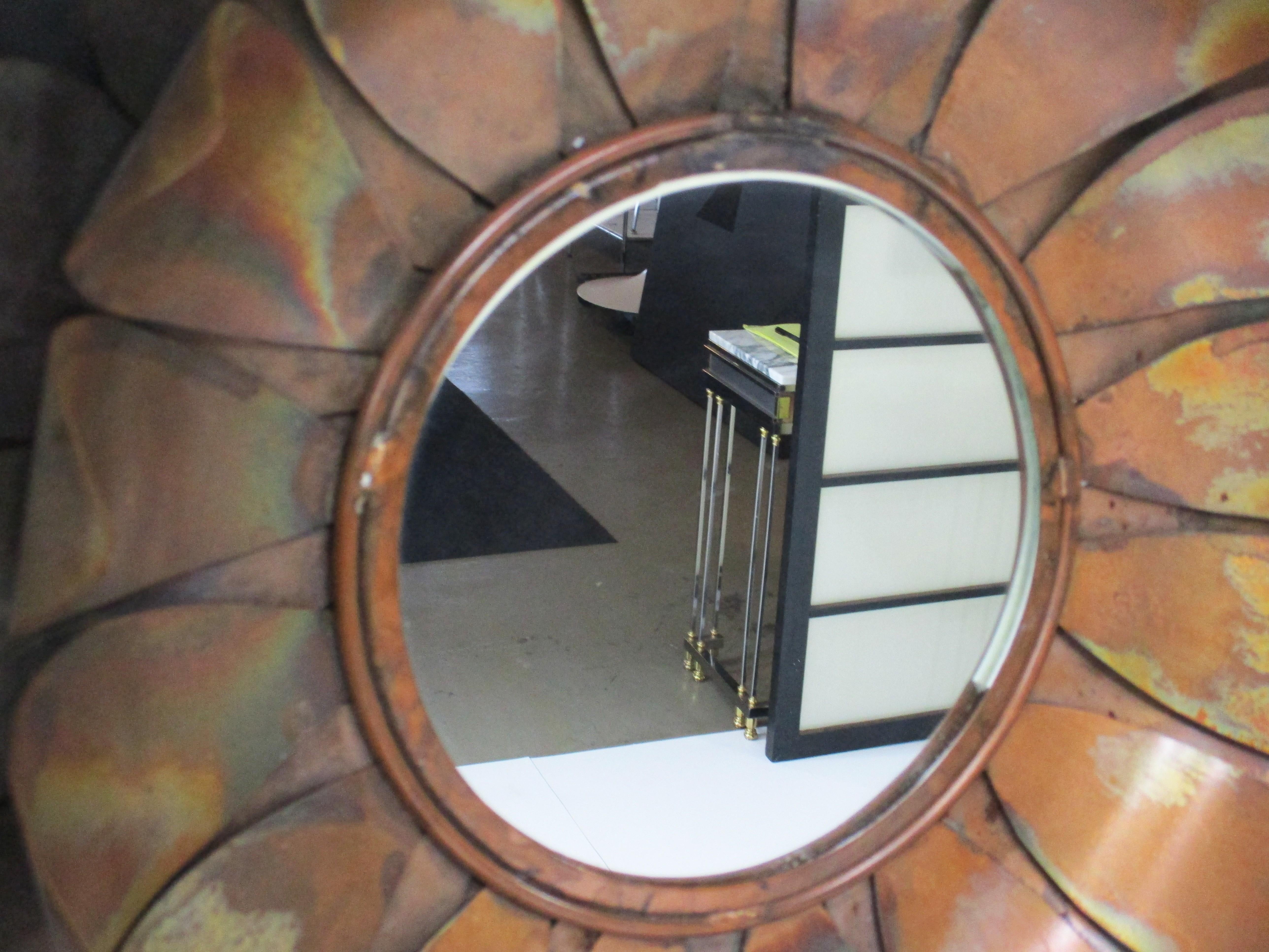 Curtis Jere Brutalist Metal Flower Wall Mirror 1