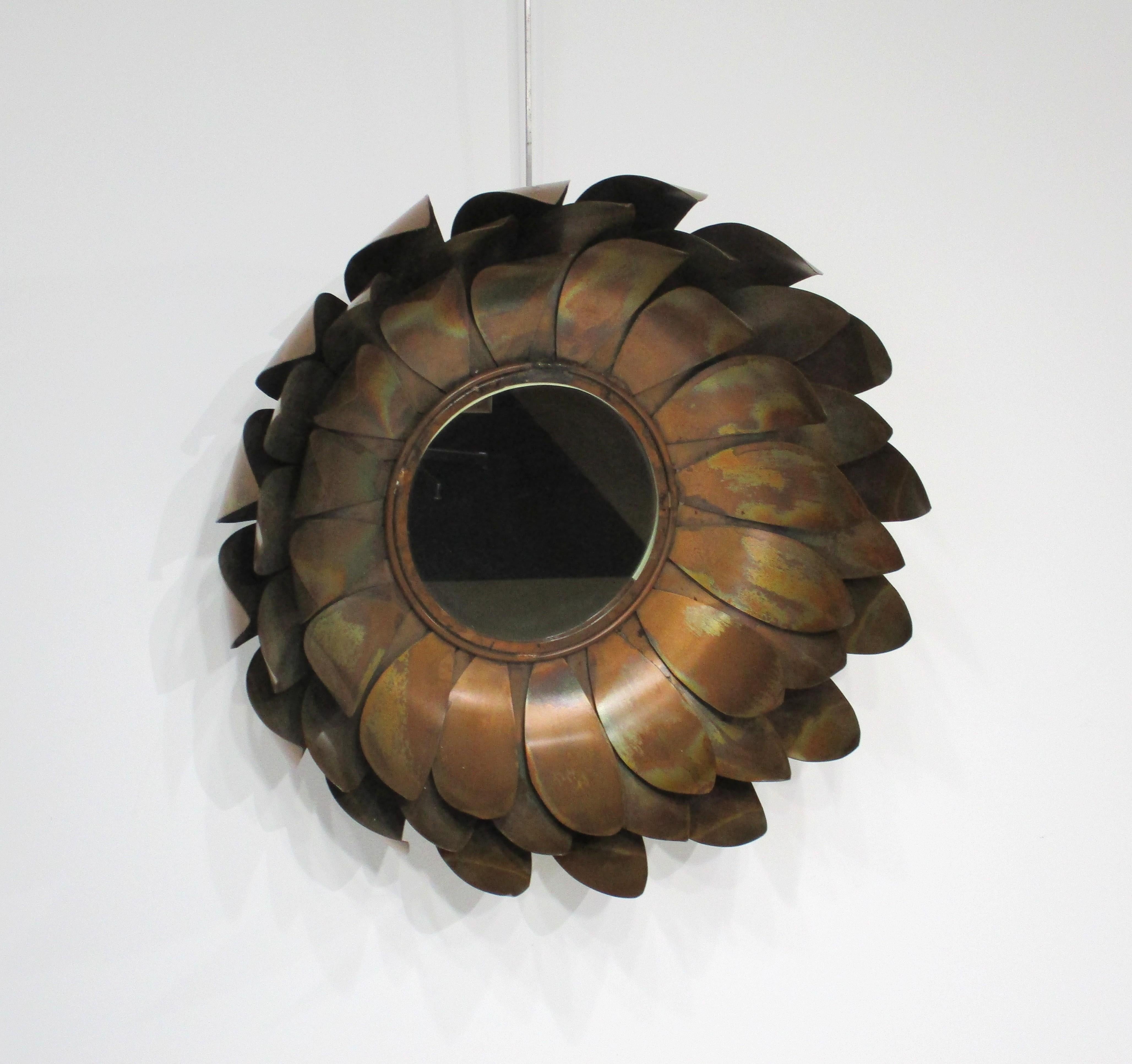 Curtis Jere Brutalist Metal Flower Wall Mirror 4