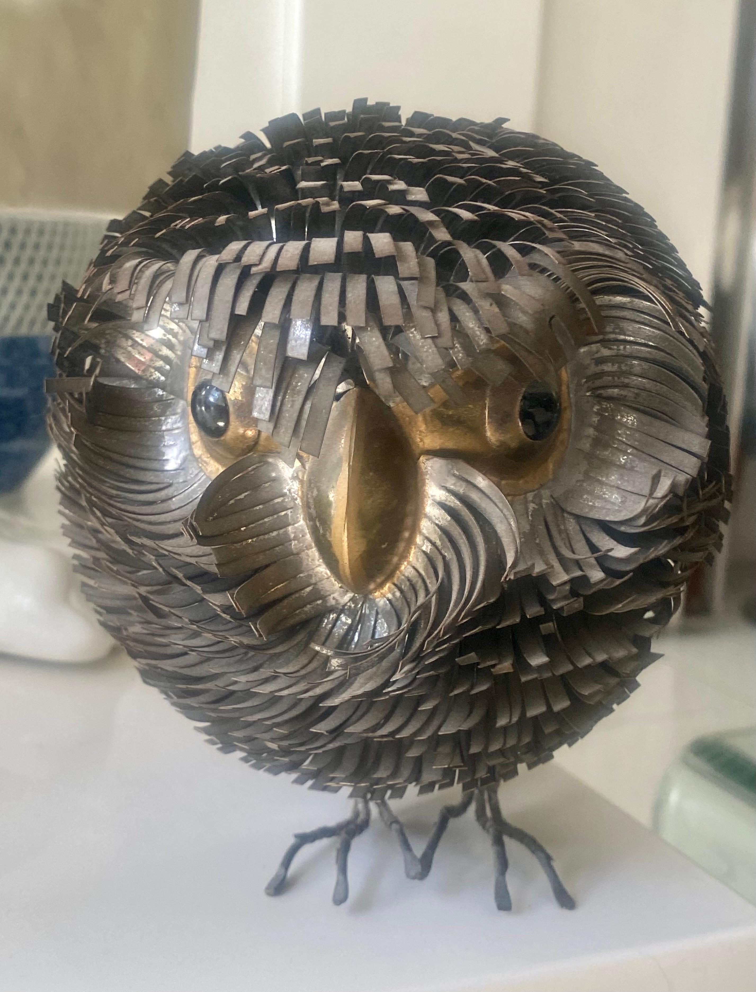 metal owl sculpture