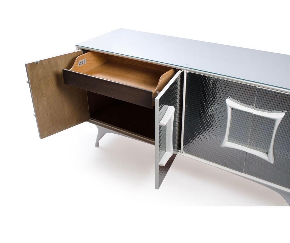 Brutalist Metal Laminate Vanleigh Credenza Cabinet Server Bar For Sale 1