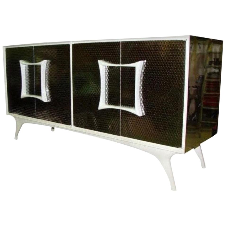 Brutalist Metal Laminate Vanleigh Credenza Cabinet Server Bar For Sale