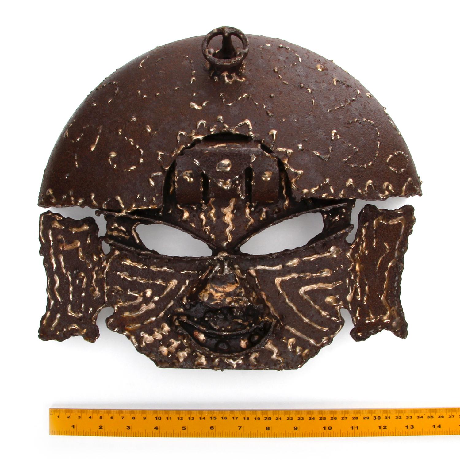 Late 20th Century Brutalist Metal Mask 1970s, Gorgeous Warrior Styled Mask For Sale