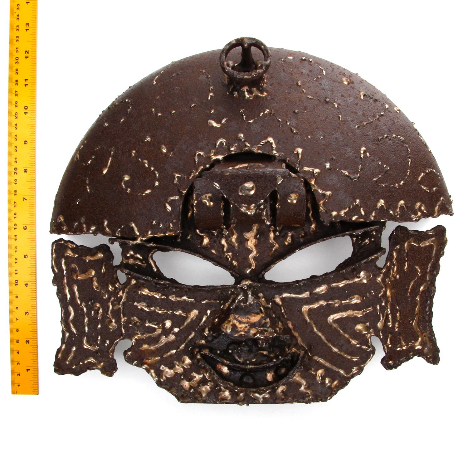 Brutalist Metal Mask 1970s, Gorgeous Warrior Styled Mask For Sale 1