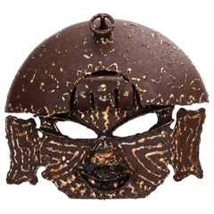 Vintage Brutalist Metal Mask 1970s, Gorgeous Warrior Styled Mask