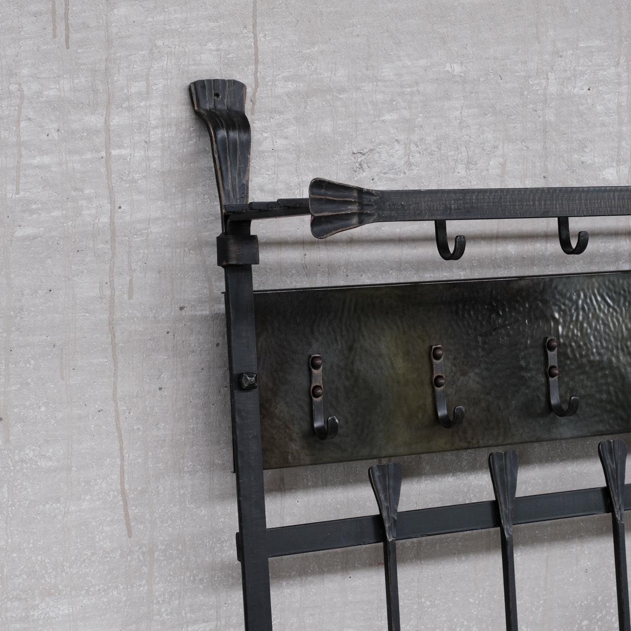 Belgian Brutalist Metal Mid-Century Coat Rack