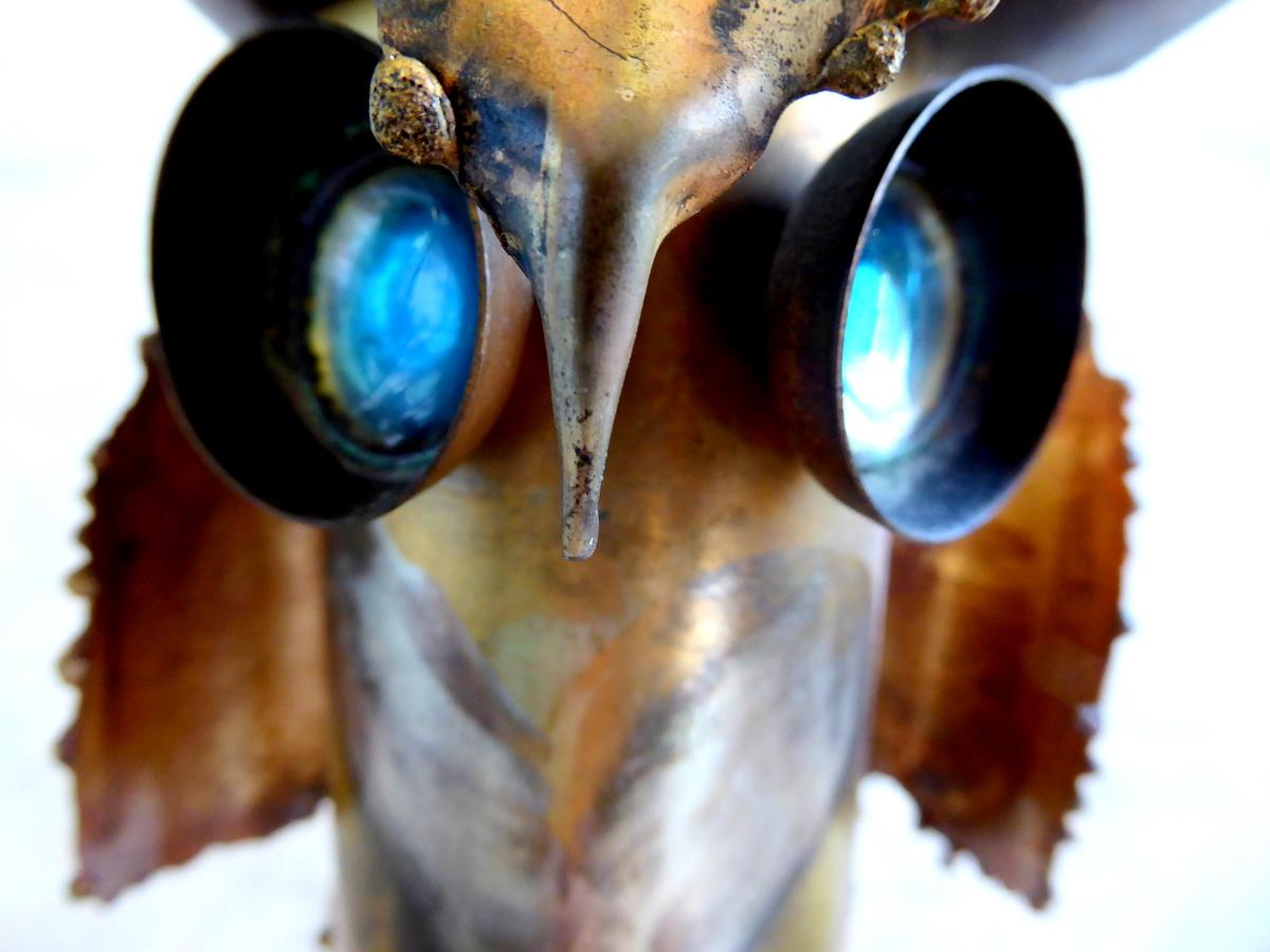 Brutalist Metal Owl Sculptures by Curtis Jeré For Sale 5