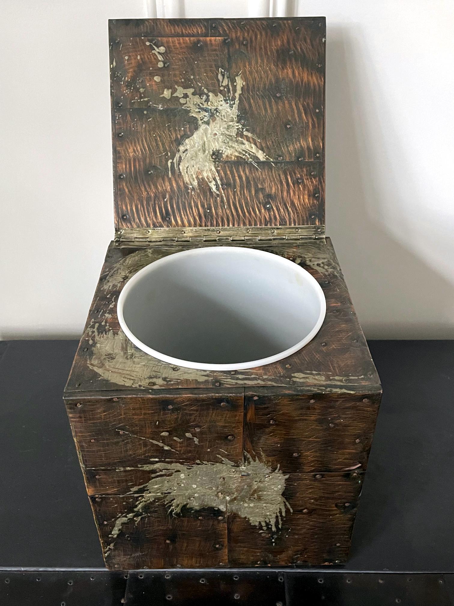 Brutalist Metal Patchwork Box with Insert Paul Evans For Sale 5