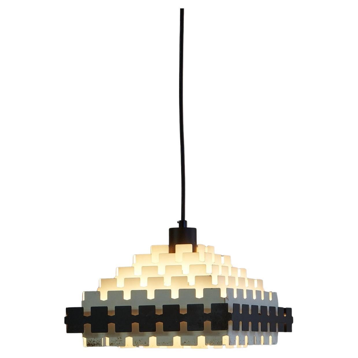 Brutalist Metal Pendant Light Attributed to Doria Lichtenwerken, Germany 1960s For Sale