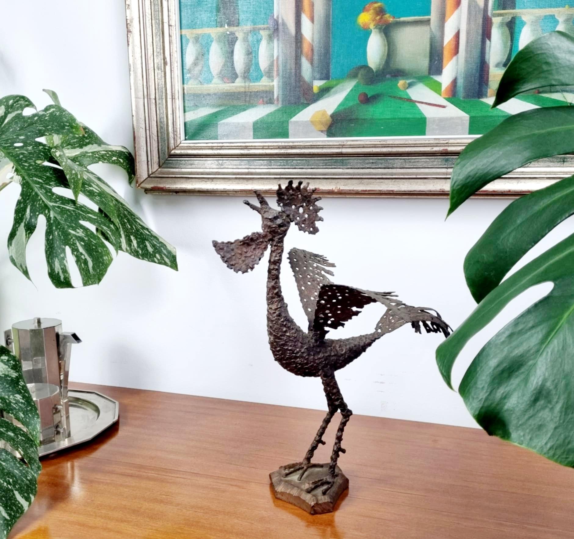Escultura Brutalista de Gallo de Metal de Ivan Zajec, Yugoslavia, 1967 Esloveno en venta