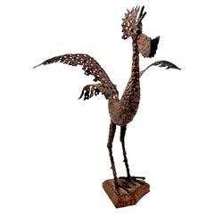 Brutalist Metal Rooster Sculpture by Ivan Zajec, Yugoslavia, 1967