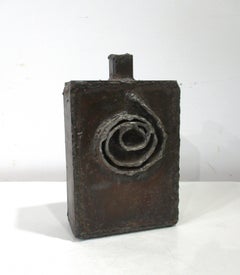 Paul Evans styled Brutalist Metal Sculptural Vase by Jim Heneveld