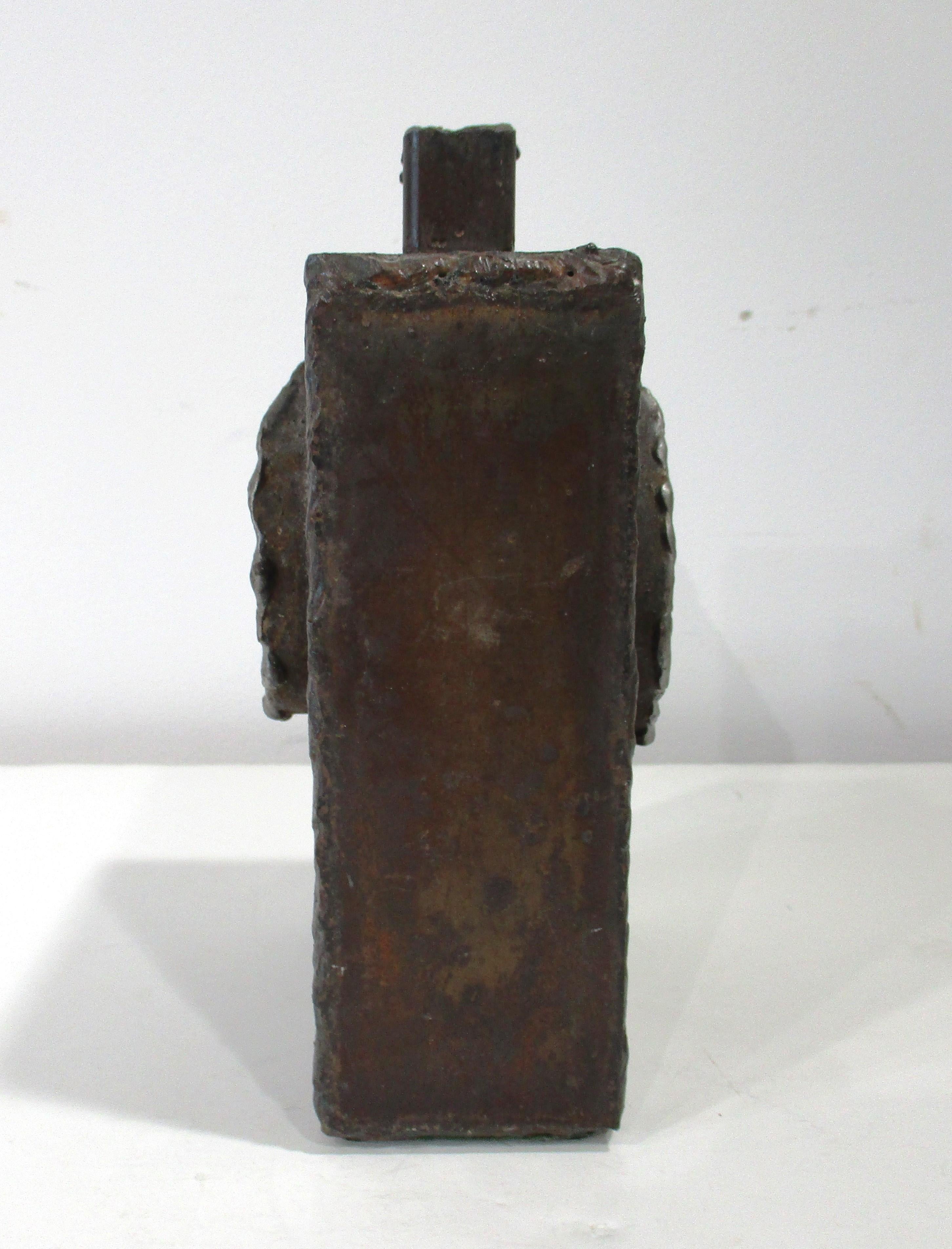 Paul Evans styled Brutalist Metal Sculptural Vase by Jim Heneveld In Good Condition For Sale In Cincinnati, OH