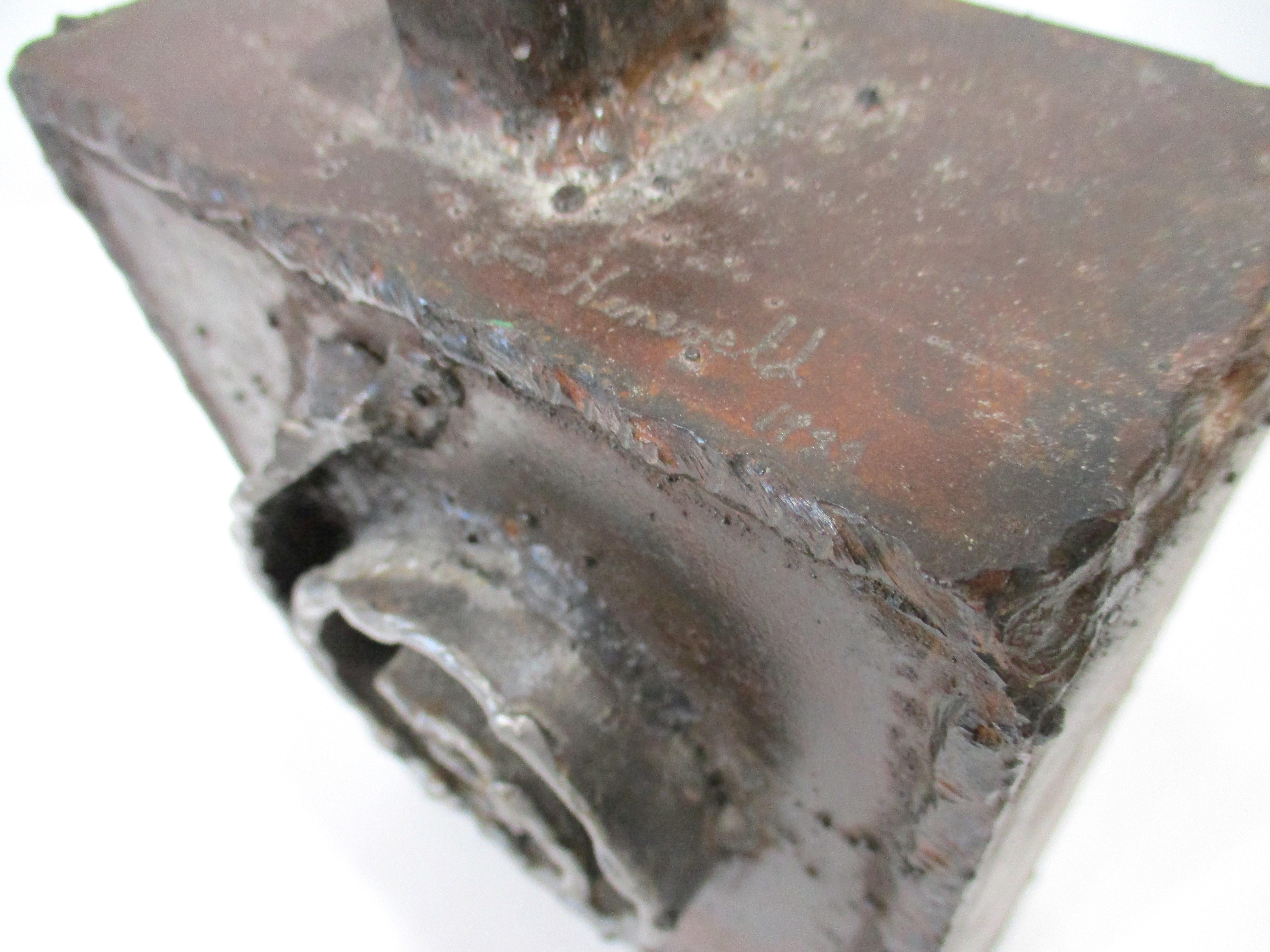 Paul Evans styled Brutalist Metal Sculptural Vase by Jim Heneveld For Sale 3