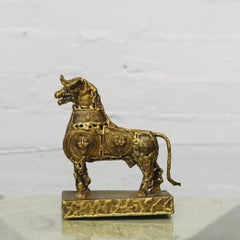Brutalist Metal Sculpture of a Brass Bull by Pal Kepenyes, 1970s
