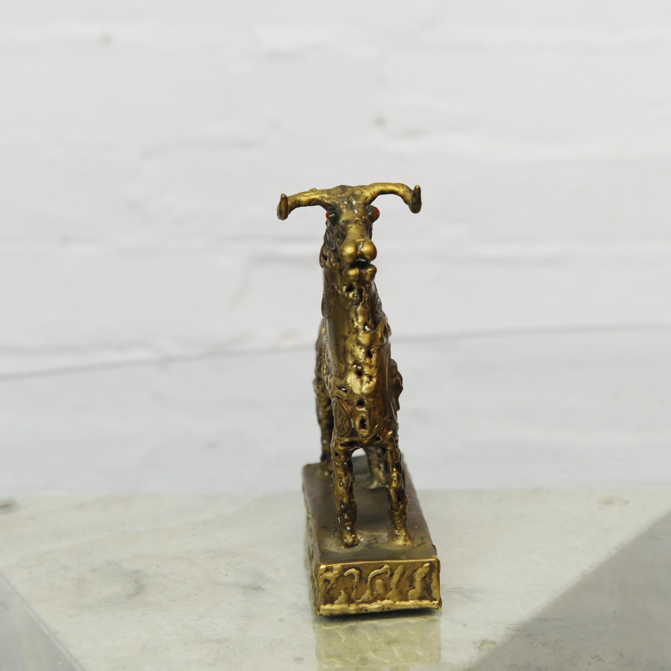 Late 20th Century Brutalist Metal Sculpture of a Brass Bull by Pal Kepenyes, 1970s For Sale