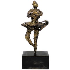 Brutalist Metal Sculpture of Female Ballet Dancer