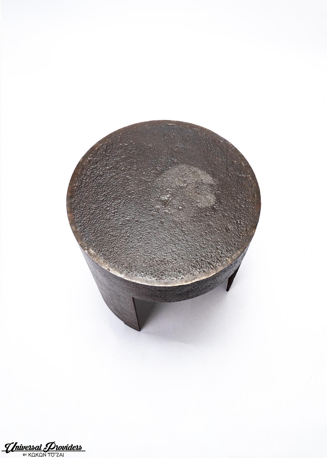 Contemporary Brutalist Metal Side Table Seat by Jerome Abel Sequin For Sale