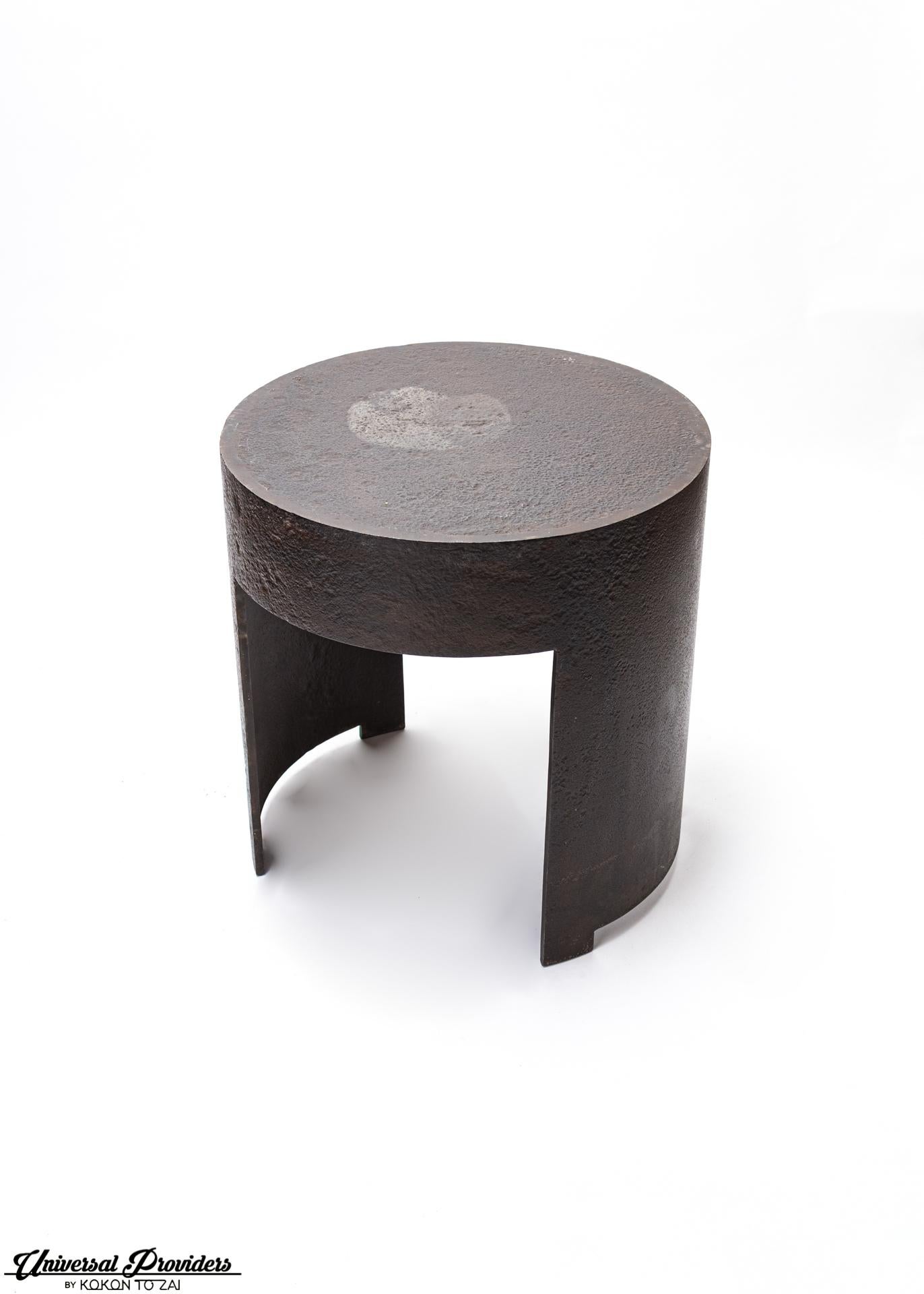 Steel Brutalist Metal Side Table Seat by Jerome Abel Sequin For Sale