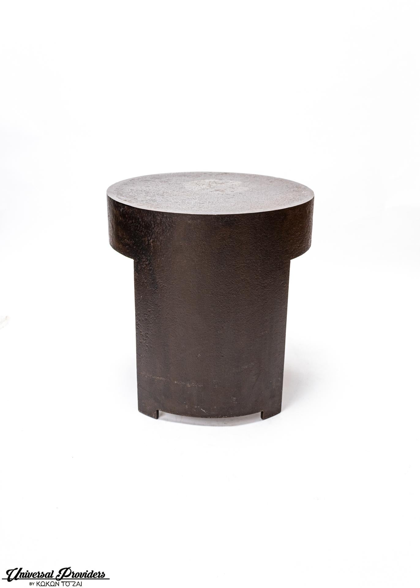 Brutalist Metal Side Table Seat by Jerome Abel Sequin For Sale 1