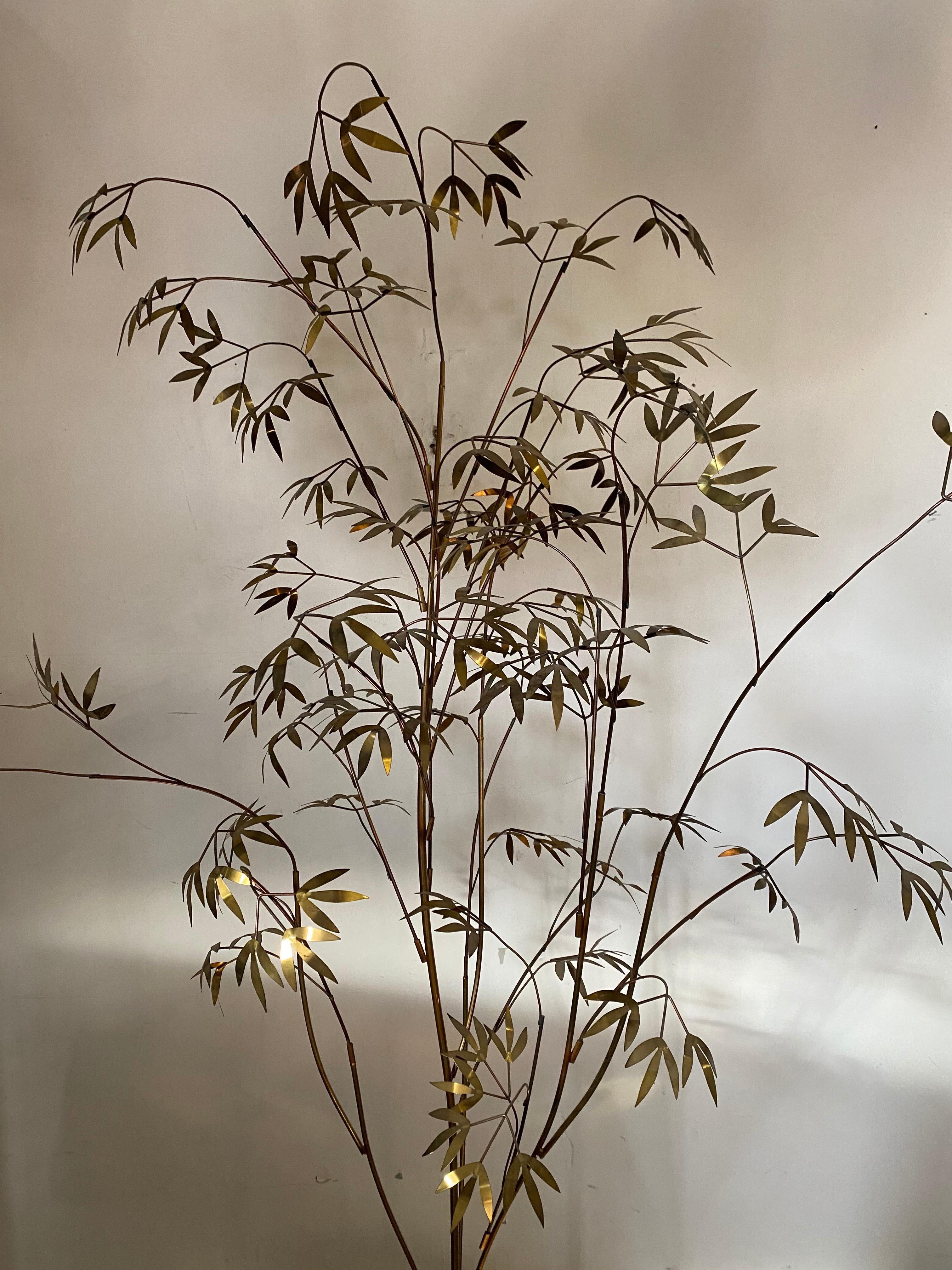 Late 20th Century Brutalist Metal Tree Sculpture with Uplight, Curtis Jere, 1980s