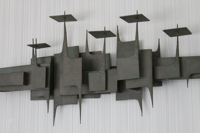 Brutalist Metal Wall Sculpture at 1stDibs