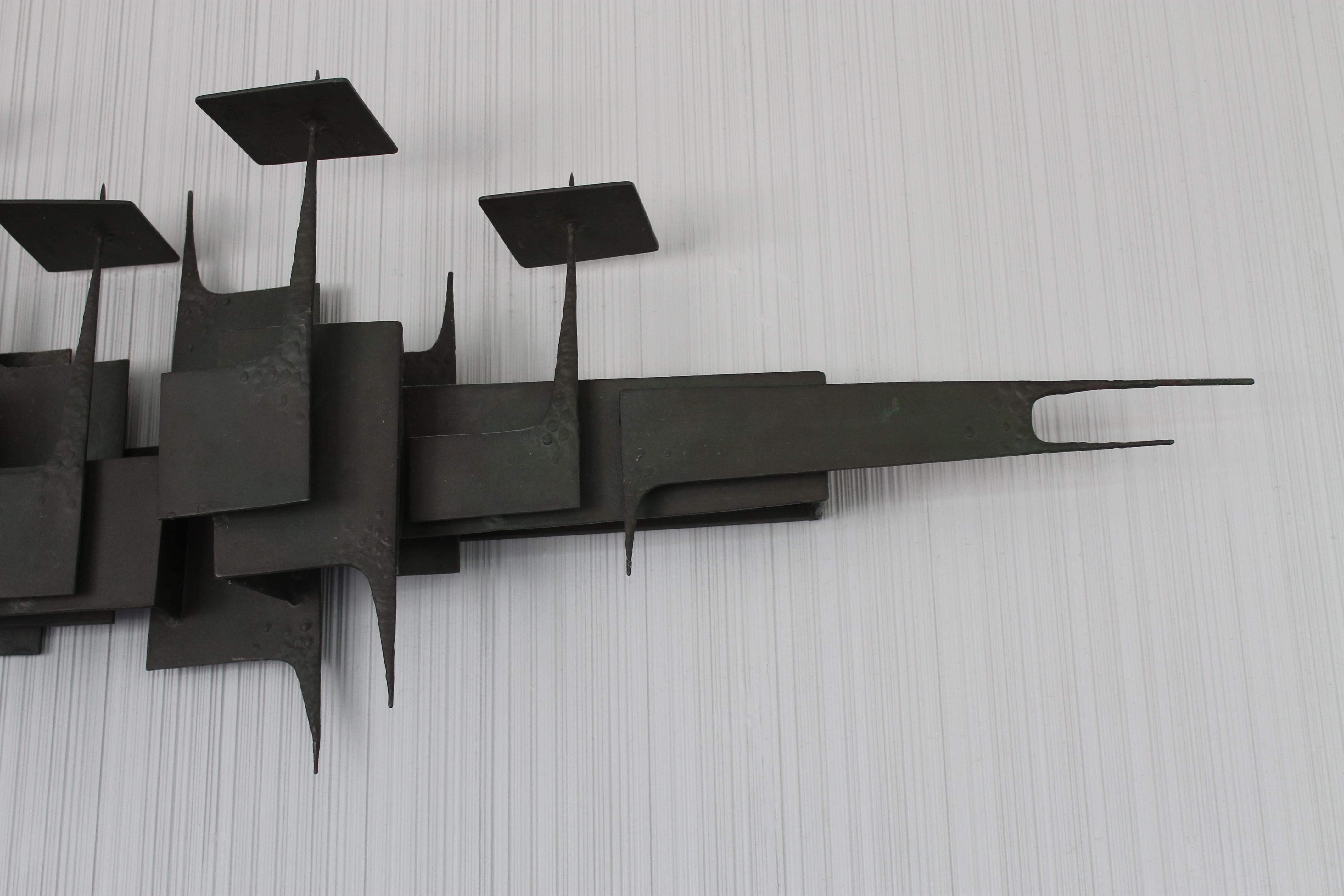 Late 20th Century Brutalist Metal Wall Sculpture
