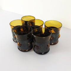 Brutalistisches mexikanisches modernes Kunstglasglasgefäß mit 5 Gläsern von Feders