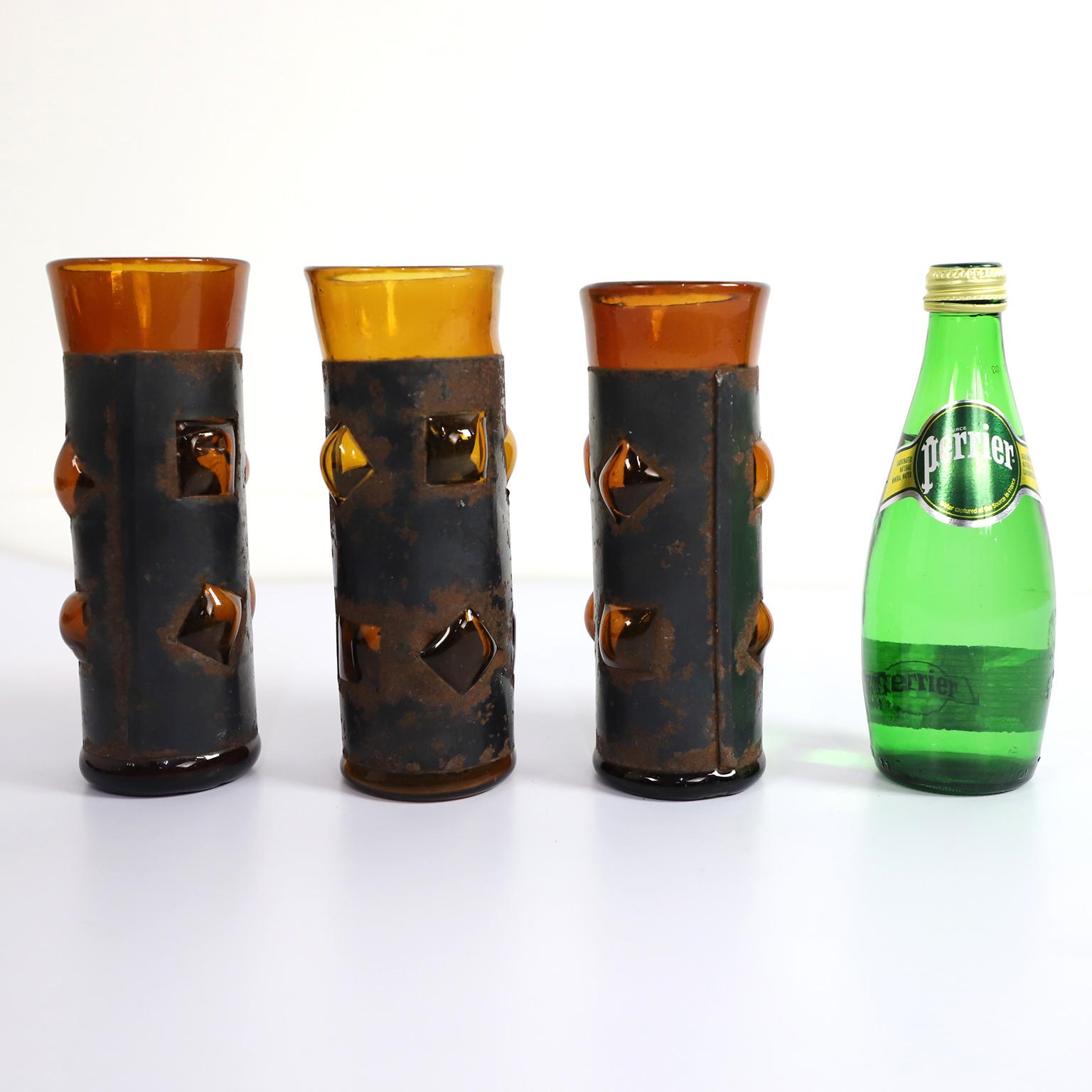 Late 20th Century Brutalist Mexican Modern Glasses Set by Feders For Sale