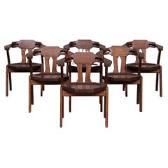 Brutalist Mid-Century Angular Oak Dining Chairs '6'