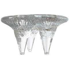 Brutalist Midcentury Blenko Amoeba Shaped Glass Candleholder