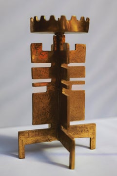 Candelabro brutalista di metà secolo in ottone di Heinz Goll, Austria, anni '60