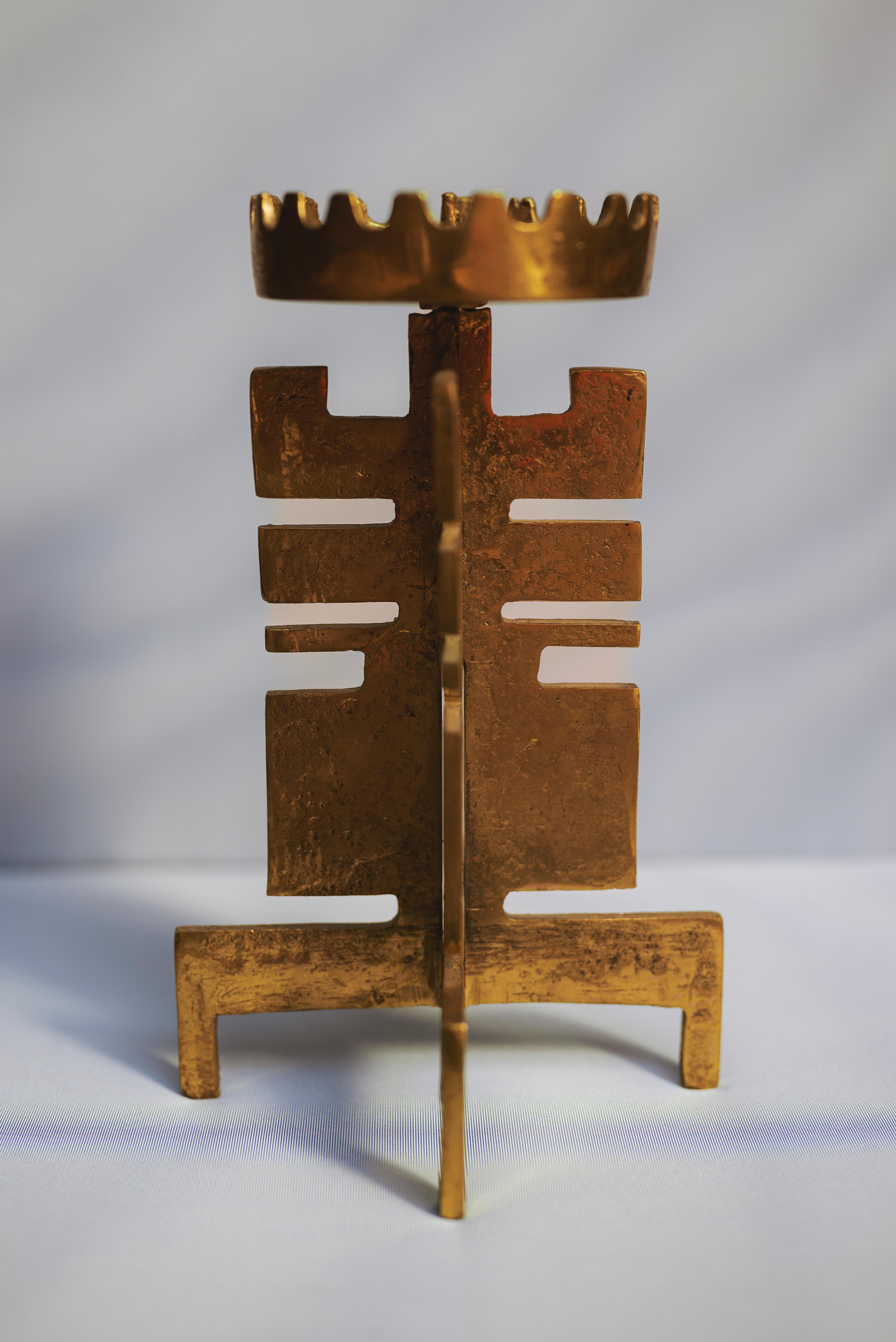 Austriaco Candelabro brutalista di metà secolo in ottone di Heinz Goll, Austria, anni '60 in vendita