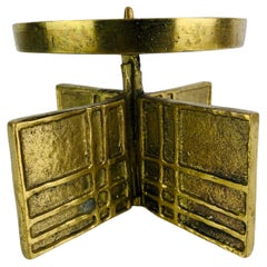 Portacandele in bronzo in stile brutalista della metà del secolo scorso