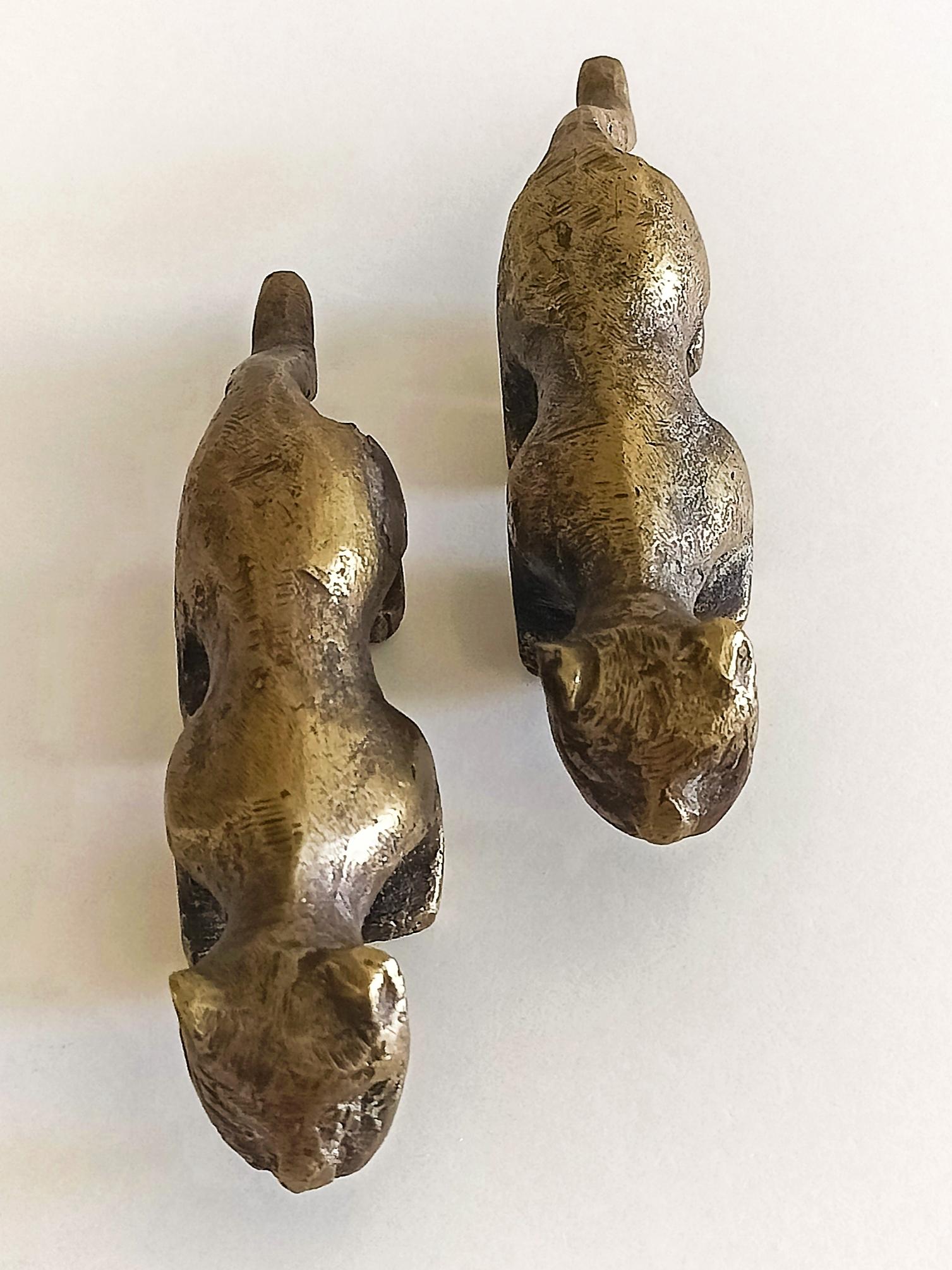 Brutalist Mid Century Modern Small Bronze Panther Sculptures, France 1950s For Sale 5