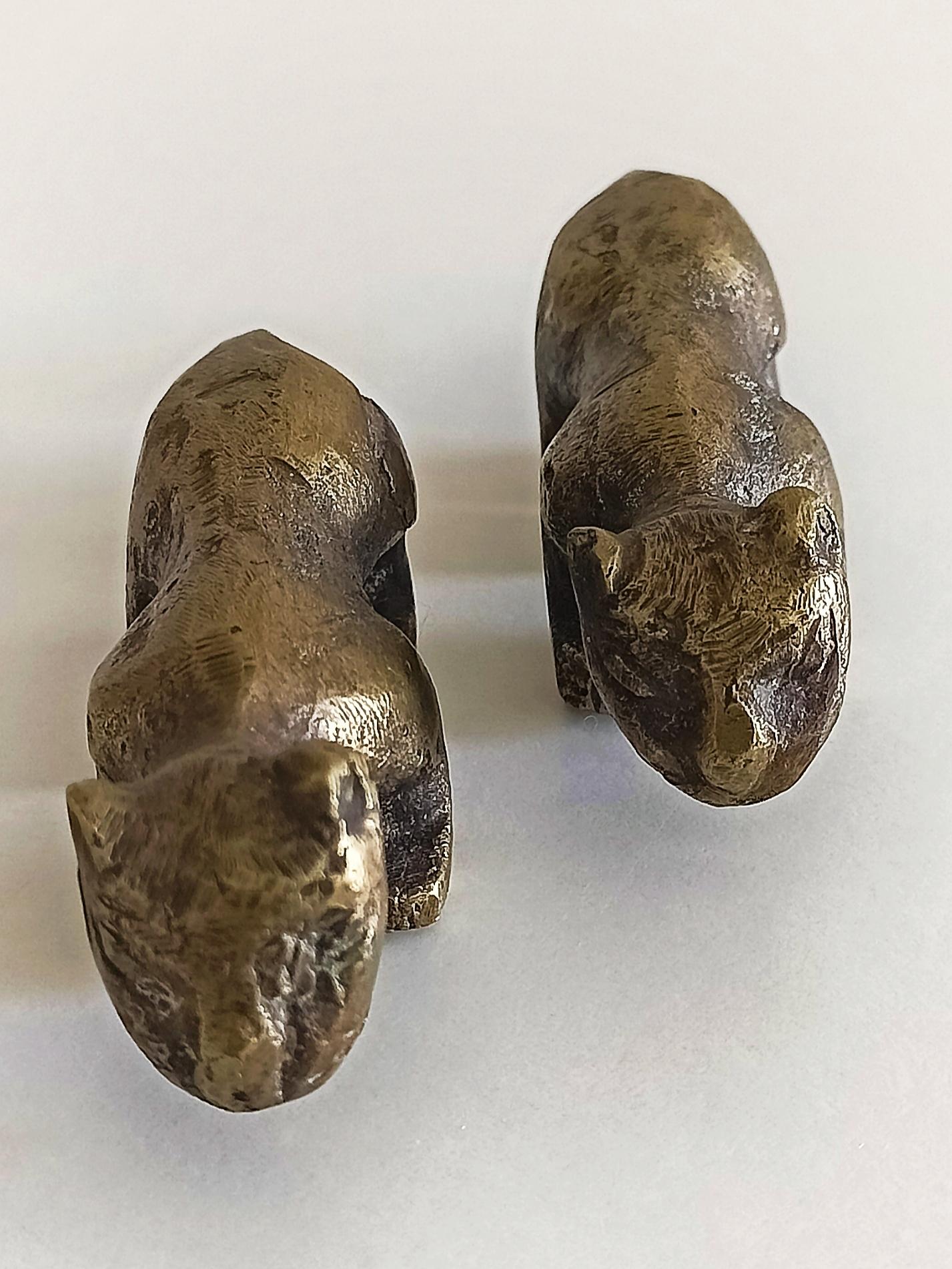 Brutalist Mid Century Modern Small Bronze Panther Sculptures, France 1950s For Sale 6