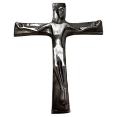 Brutalist Mid Century cast metal Crucifix