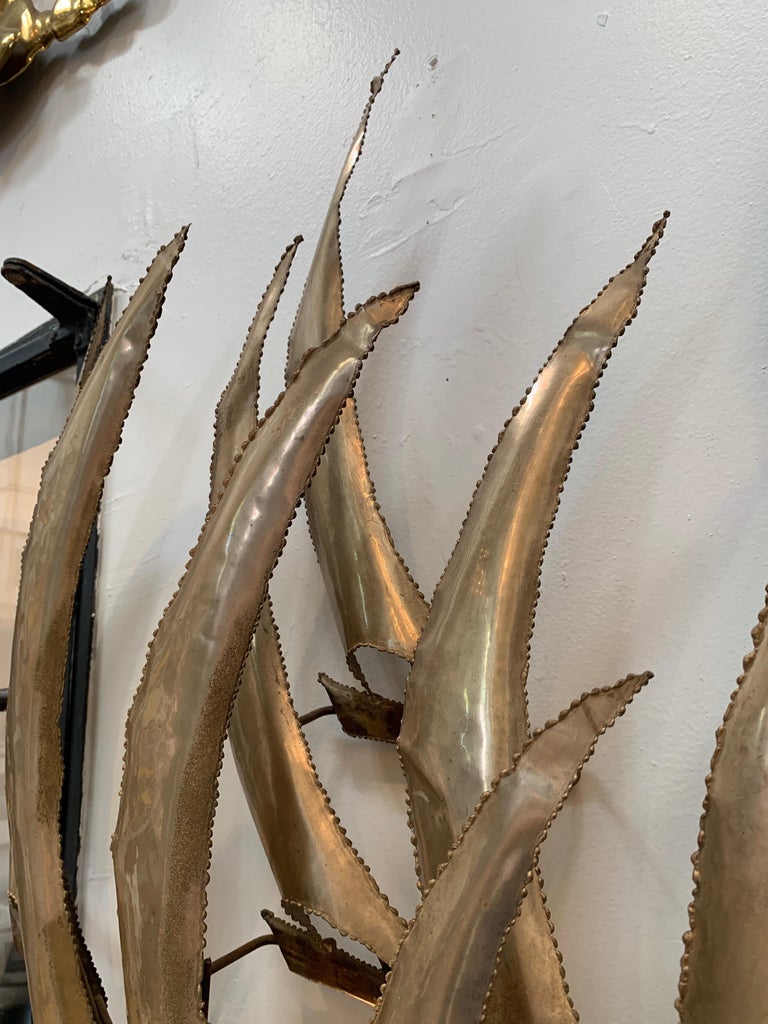 Brutalist Midcentury Copper and Brass Sail Boat Fleet Wall Sculpture at